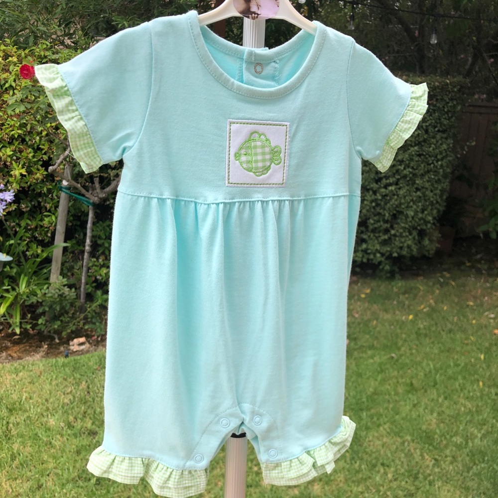 🍍NWT Agabang Romper w Fish 🐠 Appliqué 3mo